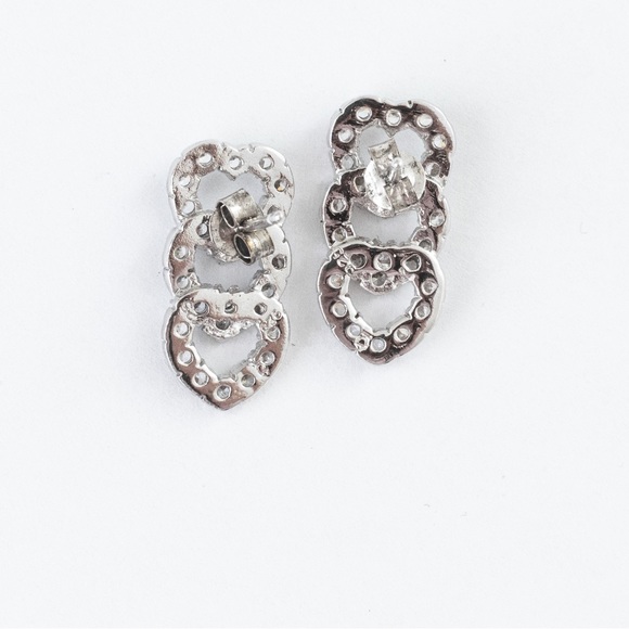 Simulated diamond interlocking heart post earrings sterling silver Absolute - Picture 12 of 16